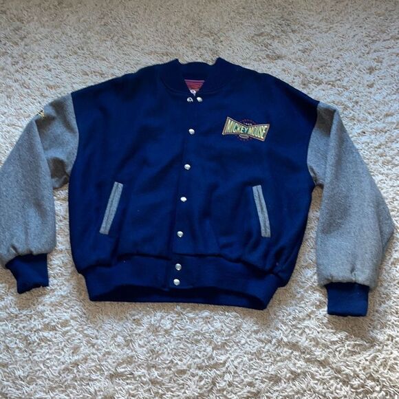 Vintage Disney Studios Wool Mickey Mouse Bomber Jacket~Size L Spirit Jacket - Picture 2 of 16